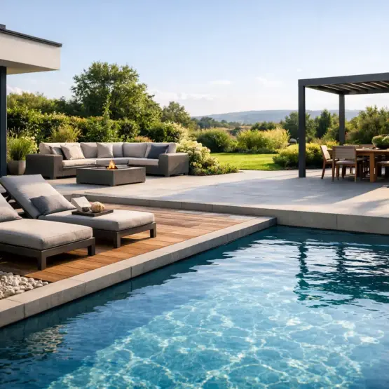 Garten, Terrasse, Pool aus einem Guss