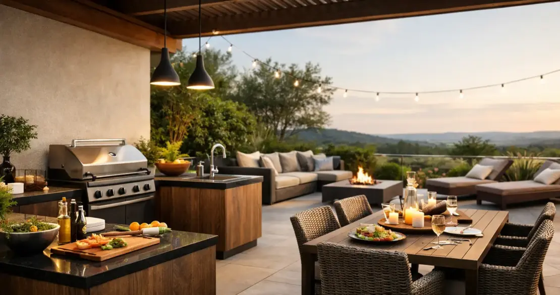 Outdoor Küche und Terrasse kombinieren